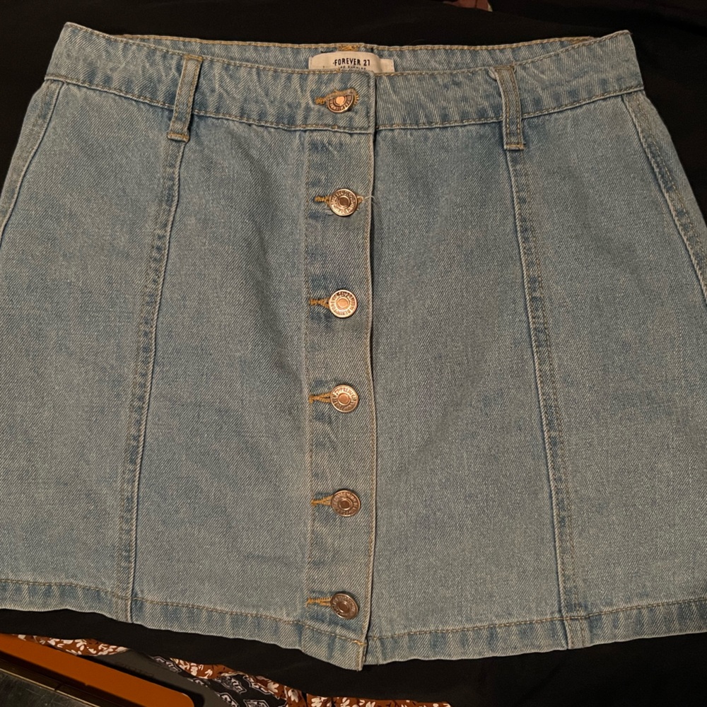 Forever 21 Los Angeles Denim Button Skirt